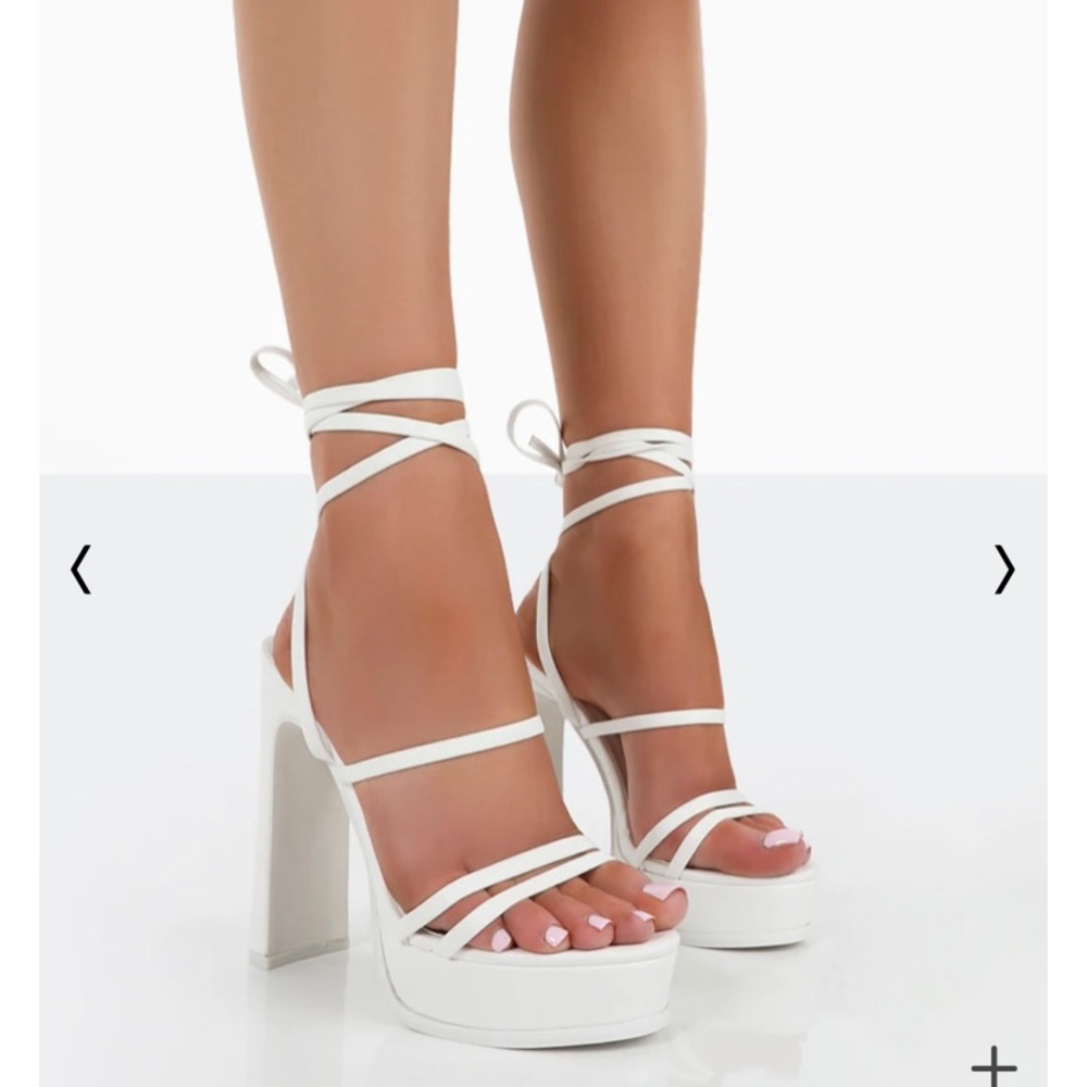White Platform Strappy Heels
